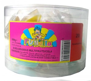 Roudoudous (coquillages) Multi fruits/cola - 25 pièces emballées individuellement - 225g